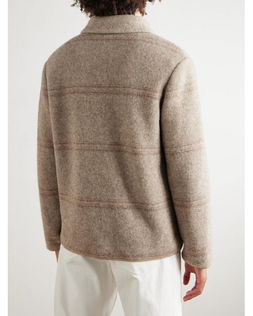 Loro Piana Natural Alta Badia Striped Yak Wool Overshirt for men