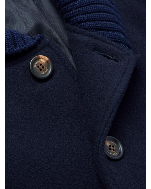 Eleventy Schmal geschnittene Bomberjacke aus einer Wollmischung mit Rippstrickbesatz in Blue für Herren