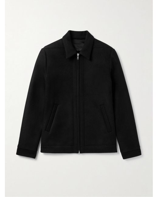 Rick Owens Black Brushed Melton Wool Bomber Jacket for men