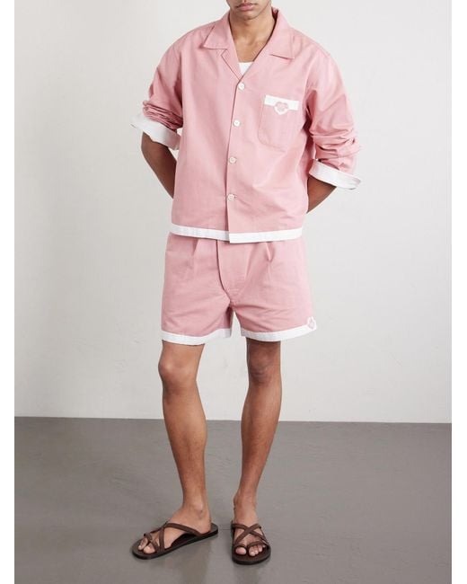 Heart Deco Logo-Appliquéd Cotton-Faille Shirt di Bode in Pink da Uomo