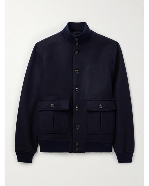 Valstar Blue Virgin Wool Bomber Jacket for men