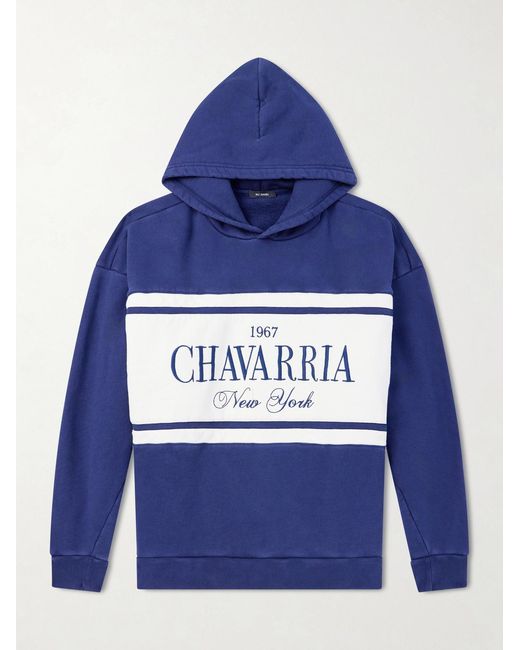 Willy Chavarria Blue Gilroy Logo-embroidered Cotton-jersey Hoodie for men
