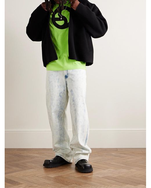 Acne Green Everest Logo-Print Neon Cotton And Lyocell-Blend Jersey T-Shirt for men