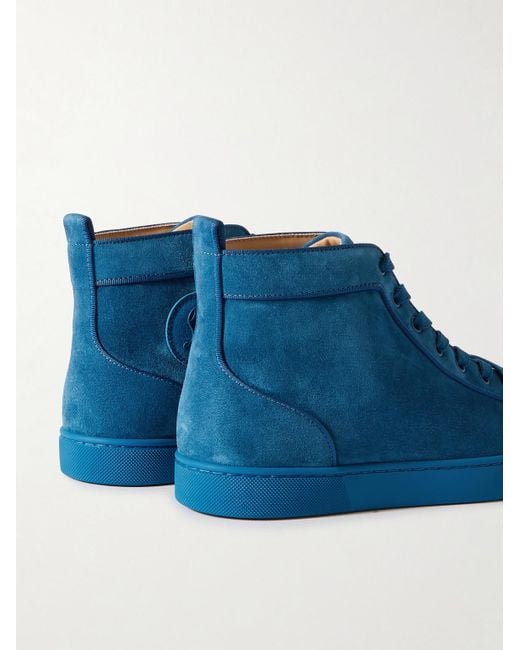 Christian Louboutin Blue Louis Logo-embellished Grosgrain-trimmed Suede High-top Sneakers for men