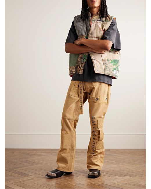 GALLERY DEPT. Natural Straight-leg Embellished Printed Cotton-canvas Cargo Trousers for men