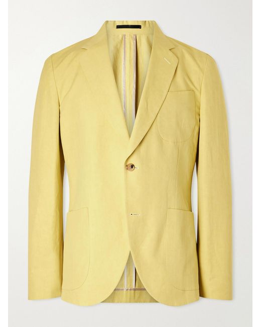 Paul Smith Yellow Cotton And Linen-Blend Suit Jacket for men