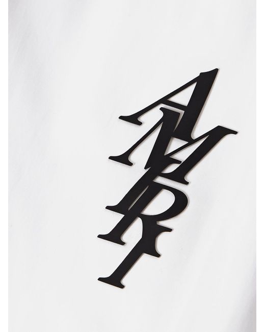 Amiri Gerade geschnittene mittellange Badeshorts mit Logoapplikation in White für Herren