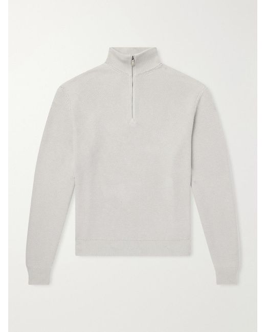 Ralph Lauren White Silk And Cotton-blend Half-zip Sweater for men