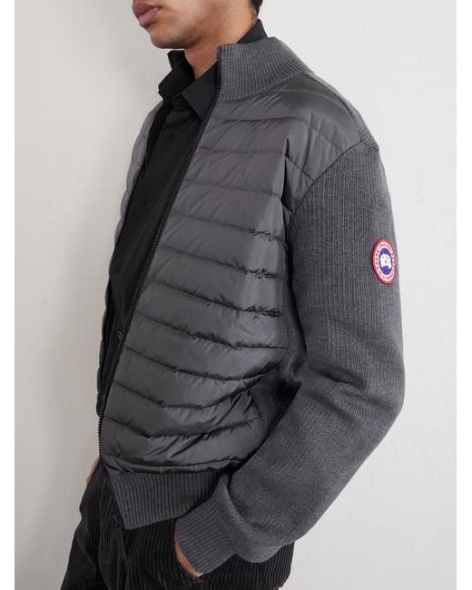 Canada Goose Gray Hybridge Slim-Fit Quilted Down Shell And Merino Wool Jacket for men