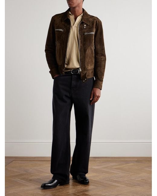Tom Ford Brown Slim-Fit Suede Jacket for men