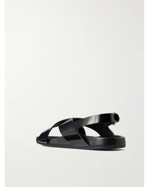 Saint Laurent Black Helios 10 Cassandre-embellished Leather Sandals for men