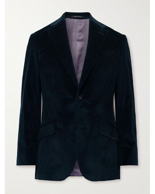 Richard James Blue Slim-fit Unstructured Cotton-corduroy Suit Jacket for men