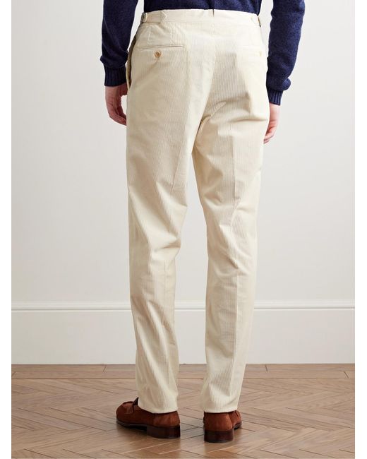 De Petrillo Natural Slim-Fit Cotton-Blend Corduroy Trousers for men