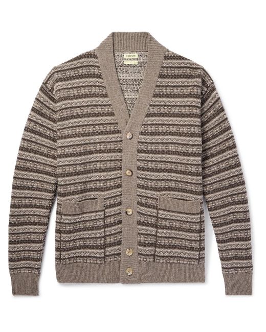 De Bonne Facture Gray Striped Wool Cardigan for men