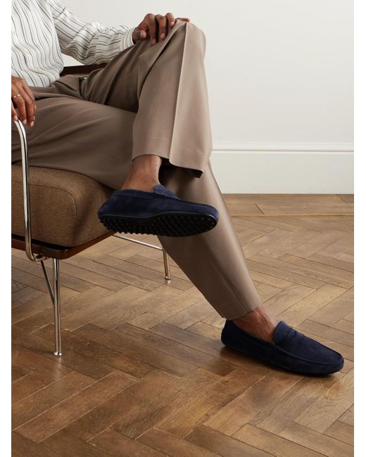 Tod's Blue Gommino Suede Driving Shoes for men