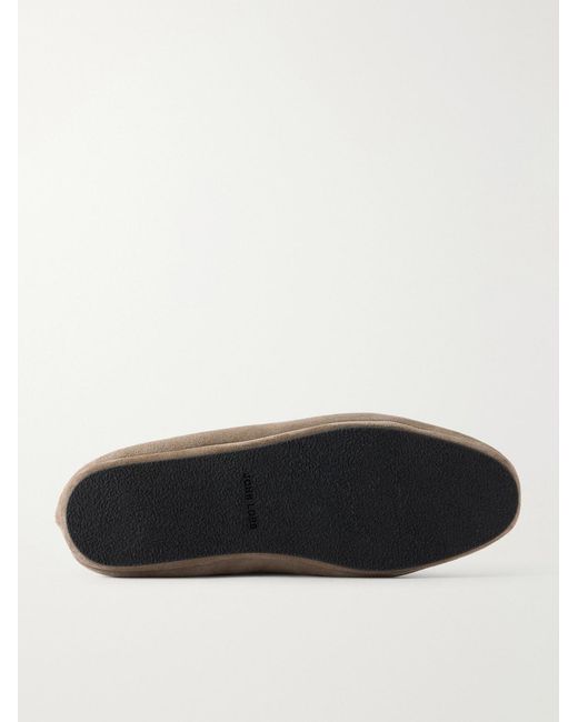 John Lobb White Kingstone Suede Slippers for men
