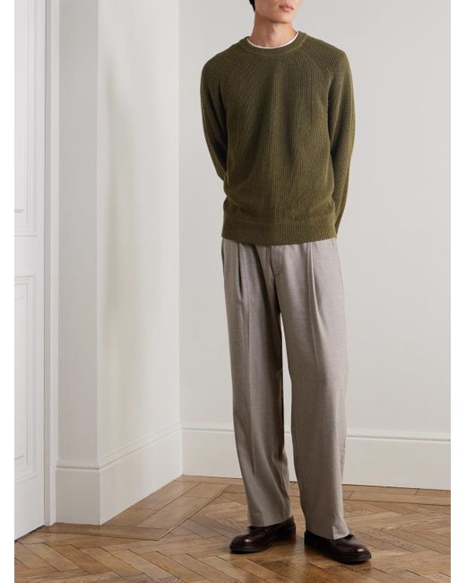 Jacobo 6470 Ribbed Cotton Sweater di NN07 in Green da Uomo