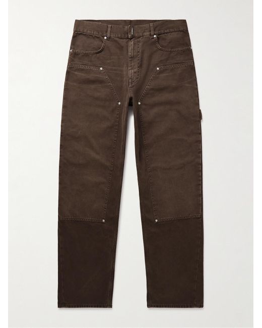 Pantaloni a gamba dritta in tela di cotone Carpenter di Givenchy in Brown da Uomo
