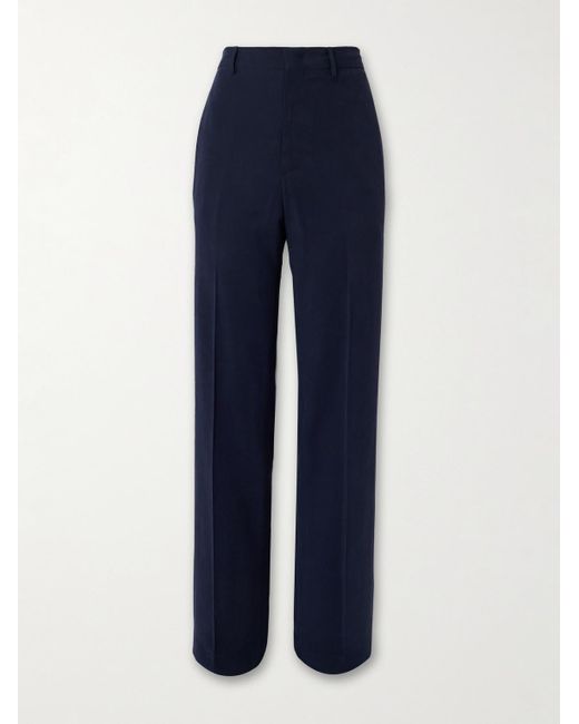 Thom Sweeney Blue Wide-Leg Twill Trousers for men
