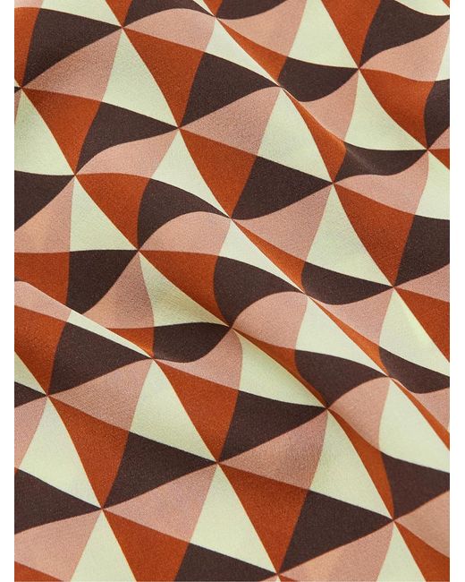 Valentino Garavani Brown Camp-Collar Printed Silk-Satin Shirt for men