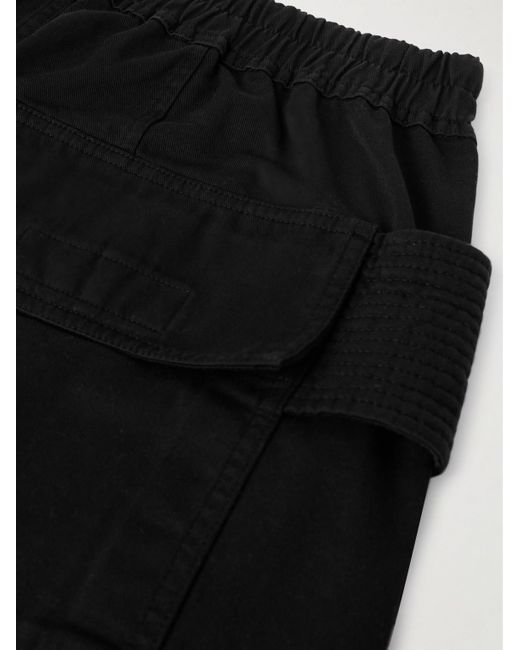 Rick Owens Black Creatch Wide-leg Cotton-twill Drawstring Cargo Trousers for men