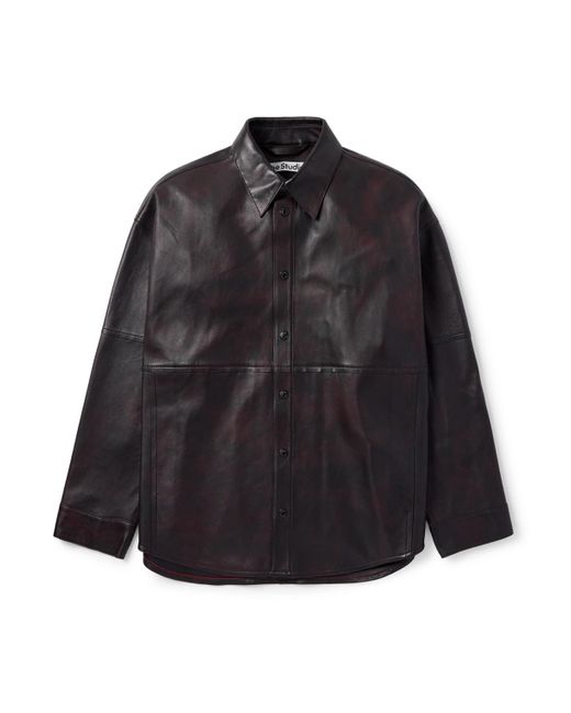 Acne Black Laraw Oversized Leather Shirt Jacket for men