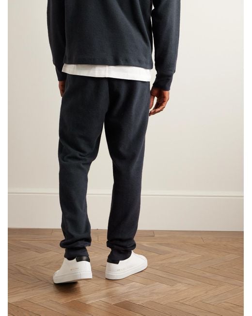 James Perse Blue Thermal Tapered Waffle-knit Brushed Cotton And Cashmere-blend Sweatpants for men
