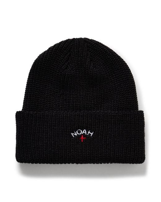 Noah NYC Black Core Logo-embroidered Ribbed-knit Beanie