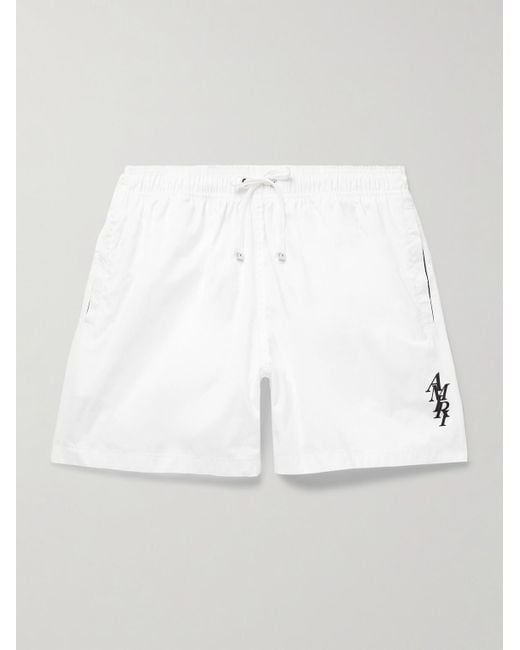 Amiri White Straight-leg Mid-length Logo-appliquéd Swim Shorts for men