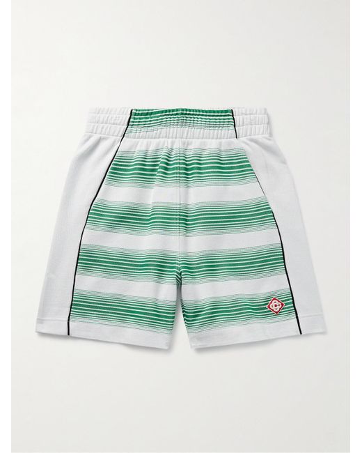 Casablancabrand Green Straight-leg Logo-appliquéd Cotton-blend Shorts for men