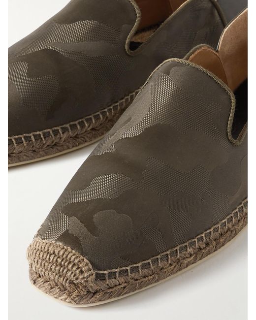 Christian Louboutin Green Leather-Trimmed Logo-Jacquard Canvas Espadrilles for men
