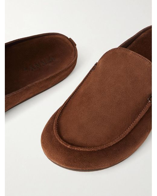 VINNY'S Brown Donnie Suede Loafers for men