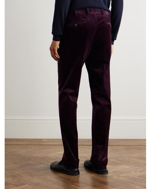 De Petrillo Purple Slim-fit Stretch-cotton Corduroy Suit Trousers for men