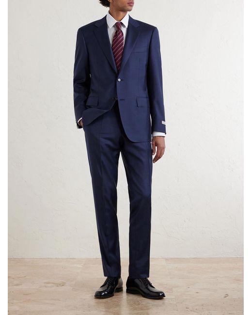 Canali Blue Puppytooth Wool Suit Jacket for men
