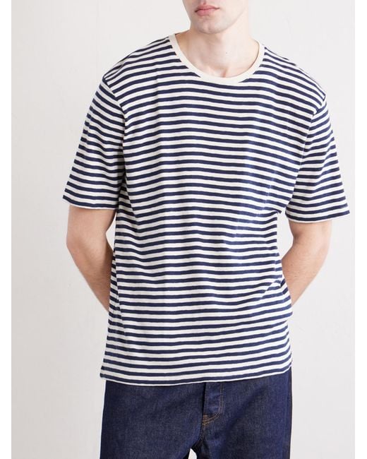 Folk Natural Striped Slub Cotton-Jersey T-Shirt for men