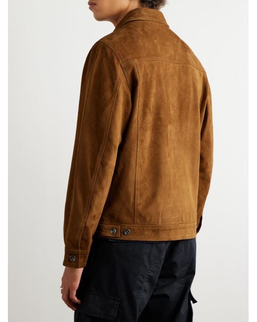 Saturdays NYC Harrison Suede Trucker Jacket in Brown for Men