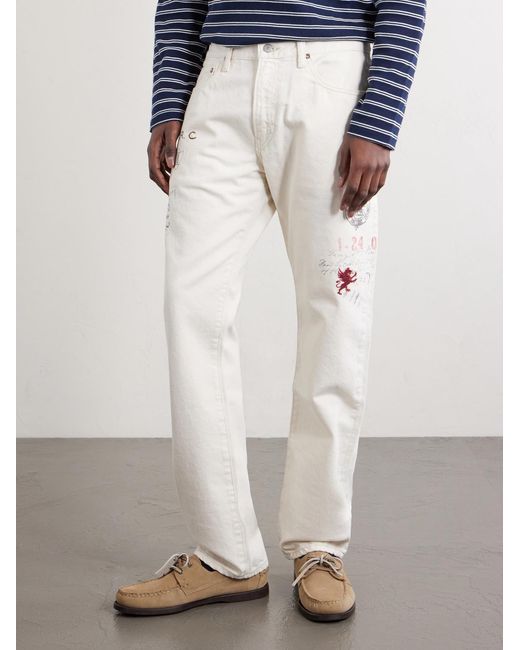 Polo Ralph Lauren White Straight-leg Printed Cotton-twill Trousers for men