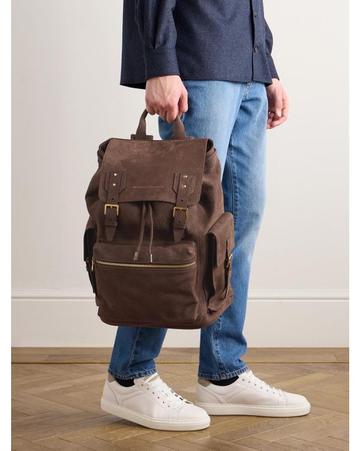 Brunello Cucinelli Brown Nubuck Backpack for men