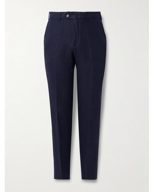 Loro Piana Blue Carlo Straight-leg Linen Suit Trousers for men