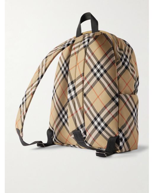 Burberry Gray Checked Coated-Canvas Backpack for men