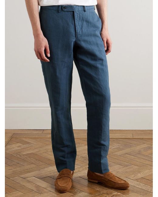 Sid Mashburn Blue Sport Straight-Leg Hemp And Cotton-Blend Canvas Trousers for men