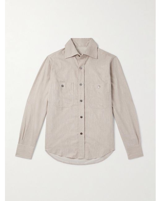 STÒFFA Natural Cotton And Silk-blend Dupioni Shirt for men