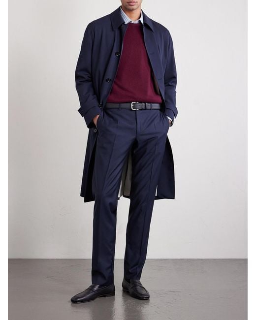 Canali Blue Tapered Super 130s Wool Suit Trousers for men