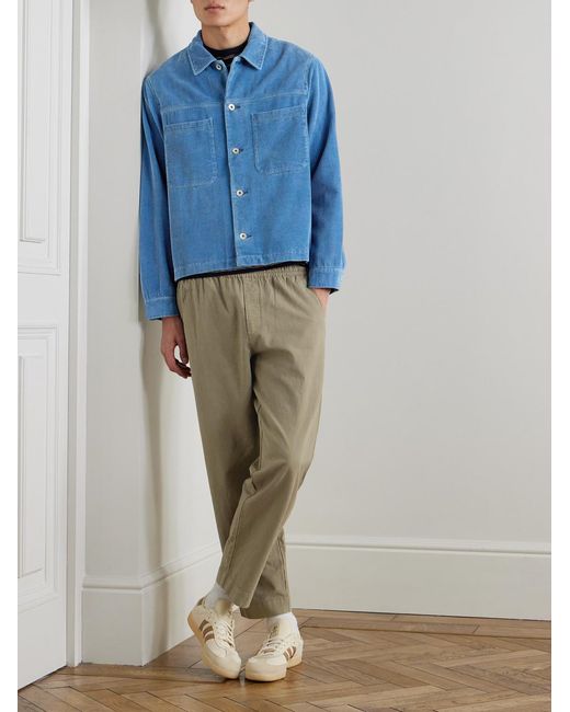 Folk Natural Drawcord Assembly Straight-Leg Linen And Cotton-Blend Canvas Trousers for men