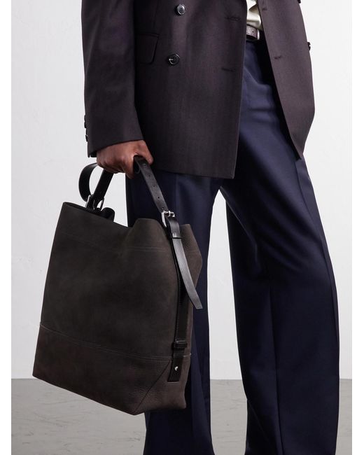 Lemaire Brown Belted Nubuck Leather Tote Bag for men