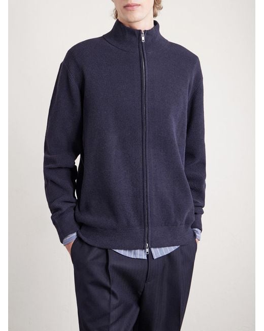 NN07 Blue Danny 6429 Ribbed Bouclé Zip-up Cardigan for men