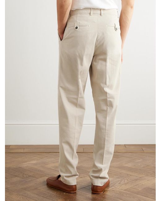 Eleventy Gerade geschnittene Hose aus einer Stretch-Baumwoll-Lyocell-Mischung mit Falten in Natural für Herren