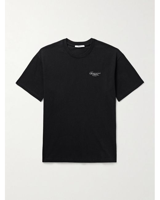 Givenchy Black Logo-Print Cotton-Jersey T-Shirt for men