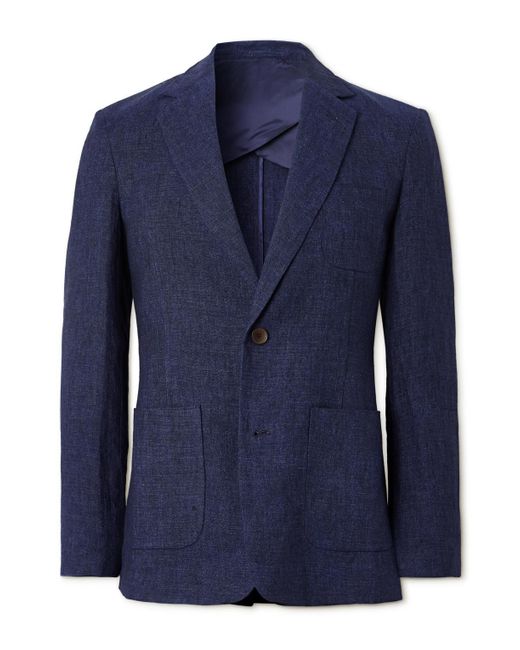 Mr P. Blue Unstructured Linen-Chambray Suit Jacket for men