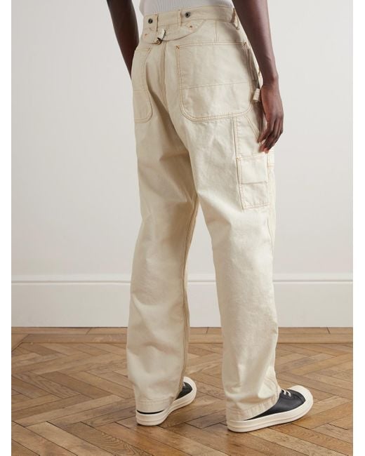 Kapital Natural Lumber Straight-Leg Embroidered Cotton-Canvas Cargo Trousers for men